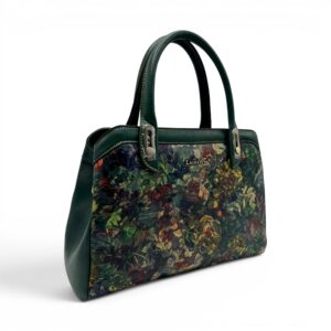 Geantă de mână și crossbody Laura Vita cu imprimeu floral verde.