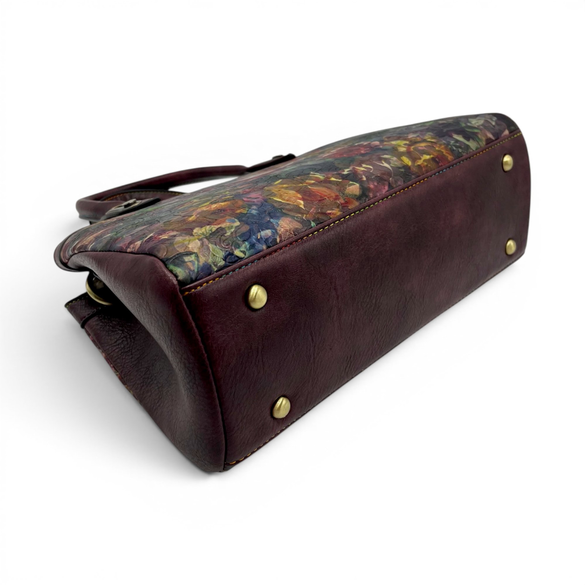 Geantă de mână și crossbody Laura Vita ARAMIS 10 Wine cu imprimeu floral.