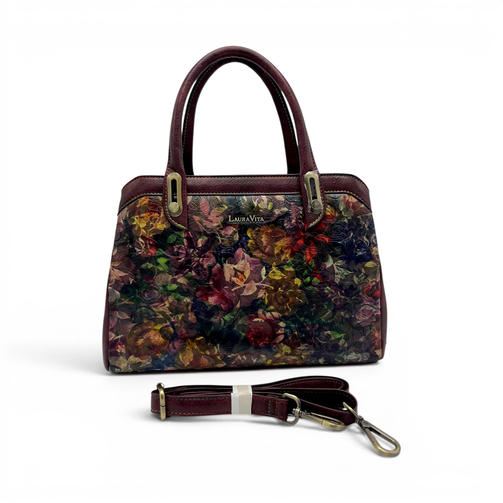 Geantă de mână și crossbody Laura Vita cu imprimeu floral.
