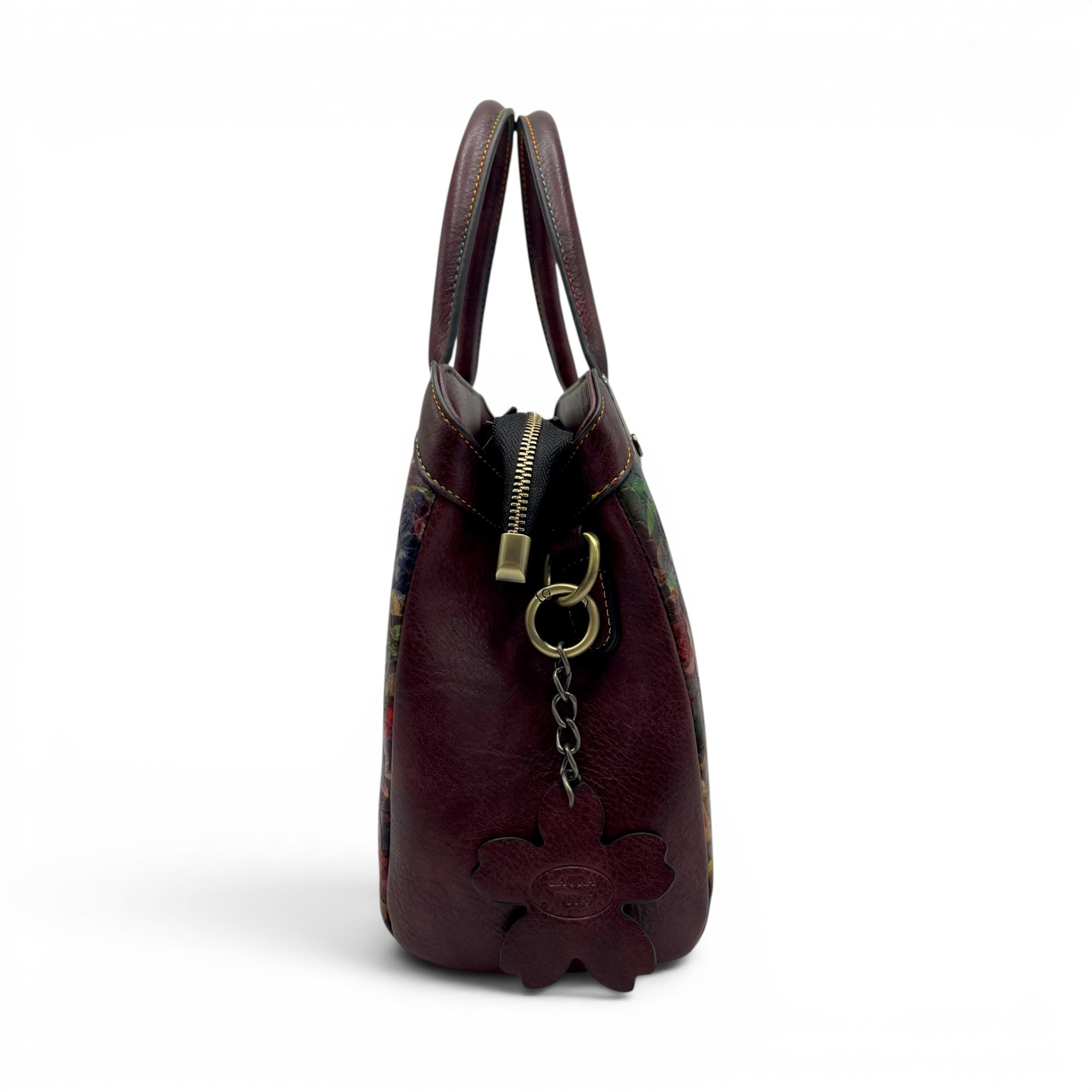 Geantă de mână și crossbody Laura Vita ARAMIS 10 Wine cu imprimeu floral.