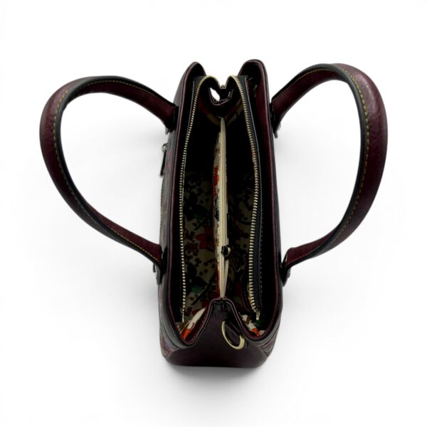 Geantă de mână și crossbody Laura Vita ARAMIS 10 Wine cu imprimeu floral.