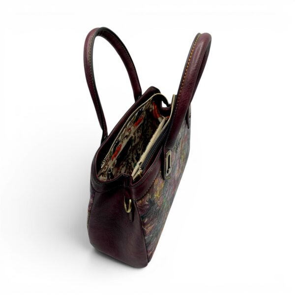 Geantă de mână și crossbody Laura Vita ARAMIS 10 Wine cu imprimeu floral.