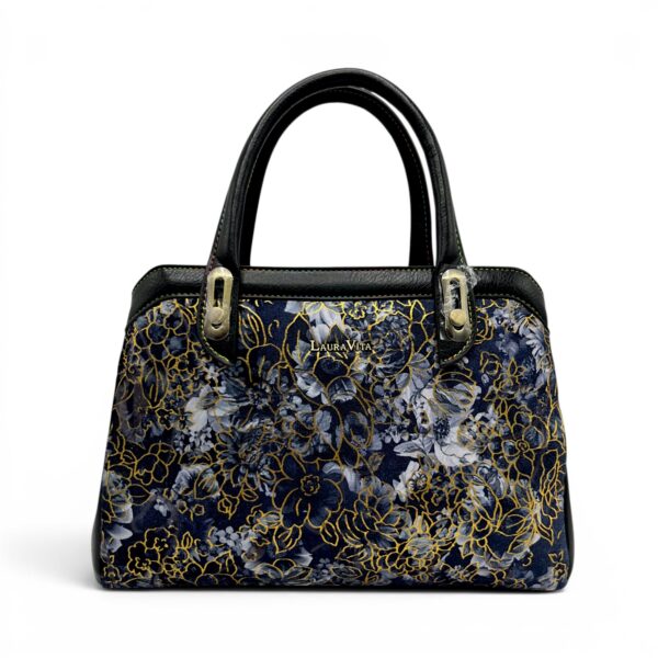 Geantă de mână și crossbody cu motive florale aurii, Laura Vita ARAMIS 11.