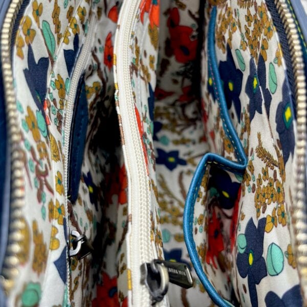 Geantă damă Laura Vita AUREA 06 Bleu – imprimeu paisley, geantă de umăr și crossbody, 30 × 25 × 10 cm