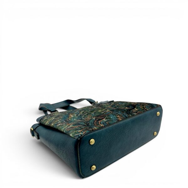 Geantă damă Laura Vita AUREA 06 Bleu – imprimeu paisley, geantă de umăr și crossbody, 30 × 25 × 10 cm