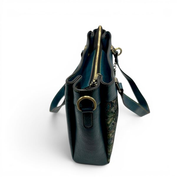 Geantă damă Laura Vita AUREA 06 Bleu – imprimeu paisley, geantă de umăr și crossbody, 30 × 25 × 10 cm