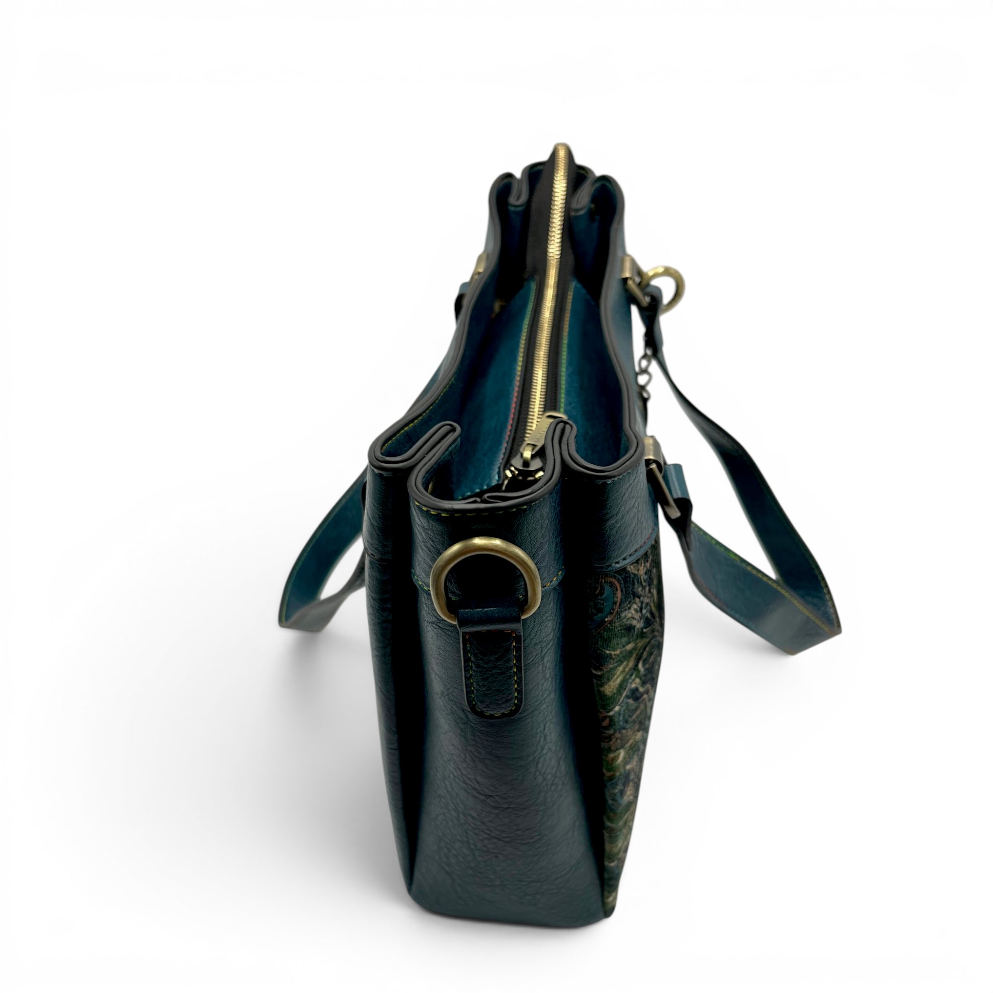 Geantă damă Laura Vita AUREA 06 Bleu – imprimeu paisley, geantă de umăr și crossbody, 30 × 25 × 10 cm (5) Geantă damă Laura Vita AUREA 06 Bleu – imprimeu paisley, geantă de umăr și crossbody, 30 × 25 × 10 cm