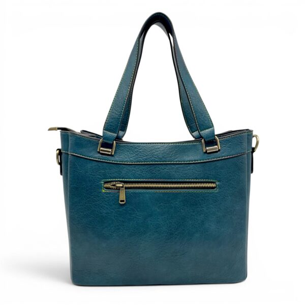 Geantă damă Laura Vita AUREA 06 Bleu – imprimeu paisley, geantă de umăr și crossbody, 30 × 25 × 10 cm