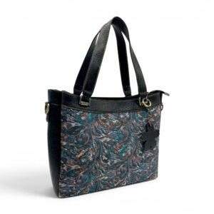 Geantă damă Laura Vita AUREA 06 Noir – imprimeu ornamental, geantă de umăr și crossbody, 30 × 25 × 10 cm