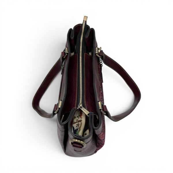 Geantă damă Laura Vita AUREA 06 Wine – imprimeu ornamental multicolor, geantă de umăr și crossbody, 30 × 25 × 10 cm