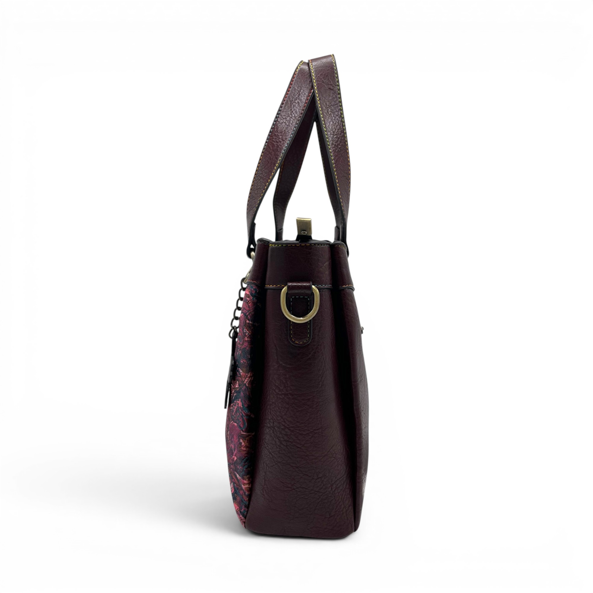 Geantă damă Laura Vita AUREA 06 Wine – imprimeu ornamental multicolor, geantă de umăr și crossbody, 30 × 25 × 10 cm