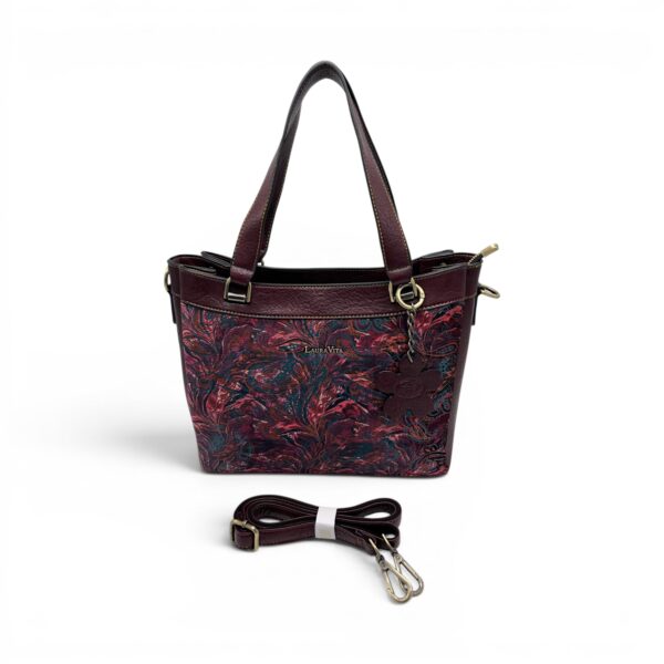 Geantă damă Laura Vita AUREA 06 Wine – imprimeu ornamental multicolor, geantă de umăr și crossbody, 30 × 25 × 10 cm