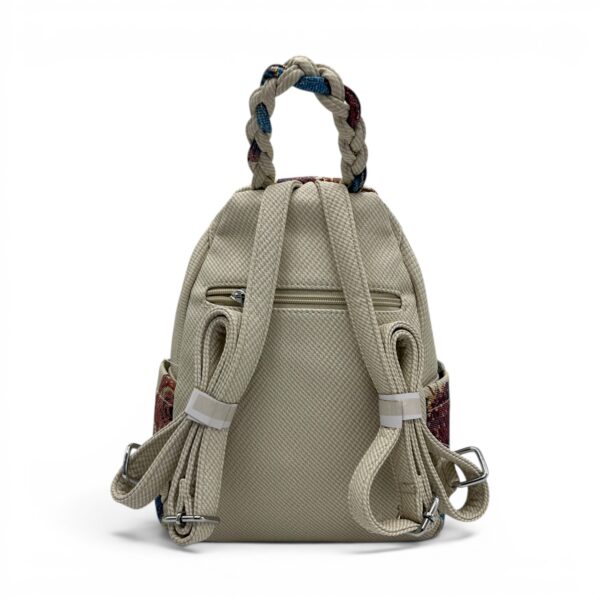 Rucsac damă elegant cu design floral și stil casual, culoare bej.
