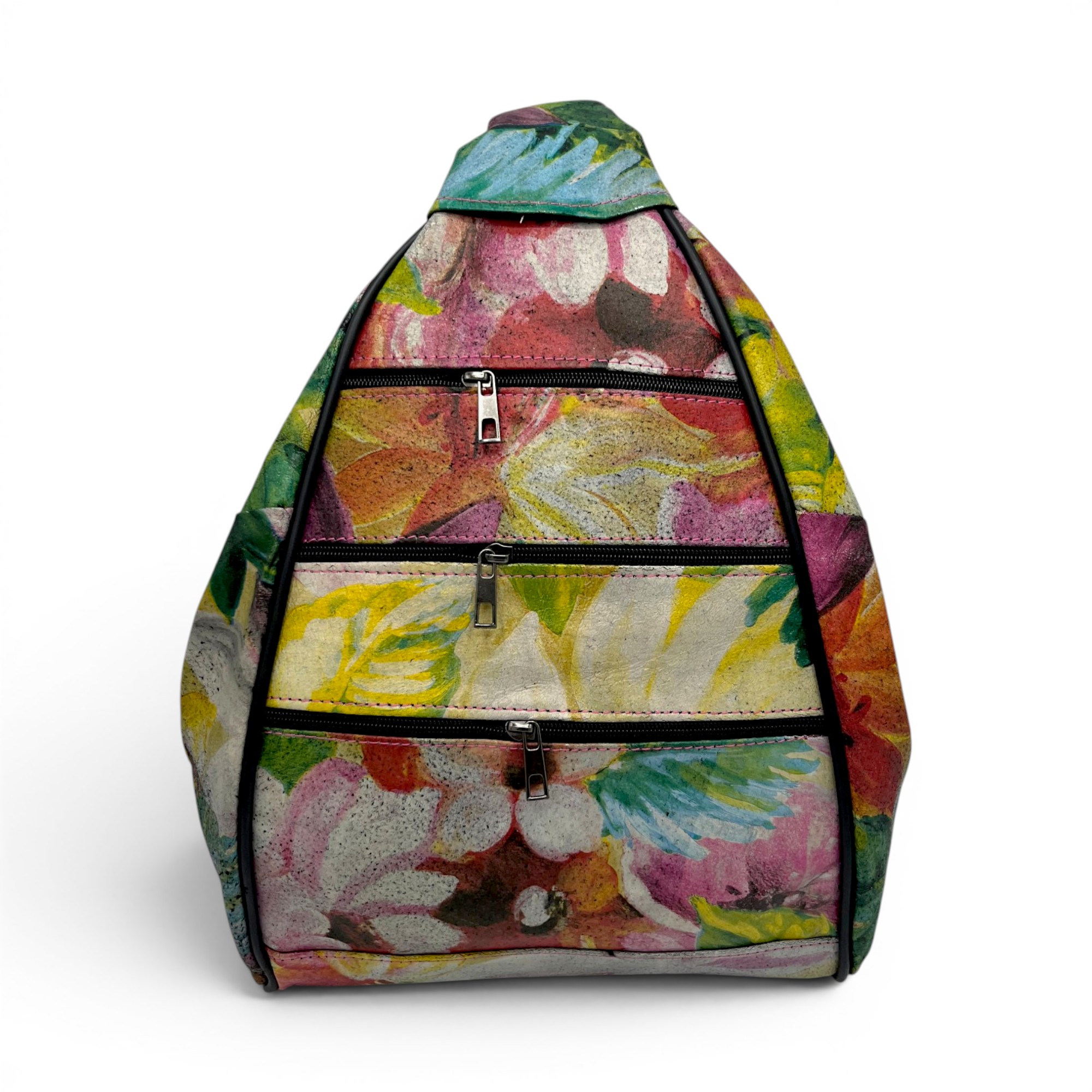 Rucsac damă unicat Amelia Unique R50-161 – piele naturală, imprimeu floral multicolor