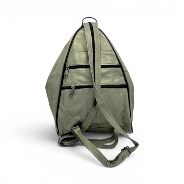Rucsac damă unicat Amelia Unique R50-162 – piele naturală verde salvie metalizat