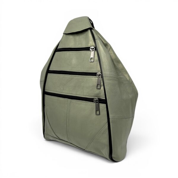 Rucsac damă unicat Amelia Unique R50-162 – piele naturală verde salvie metalizat
