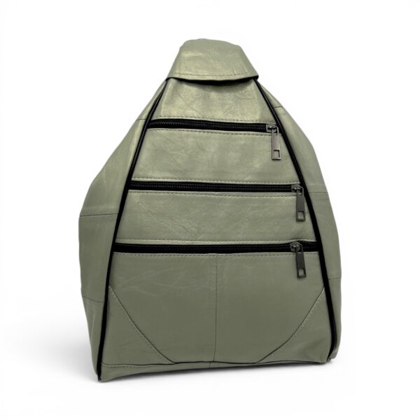 Rucsac damă unicat Amelia Unique R50-162 – piele naturală verde salvie metalizat