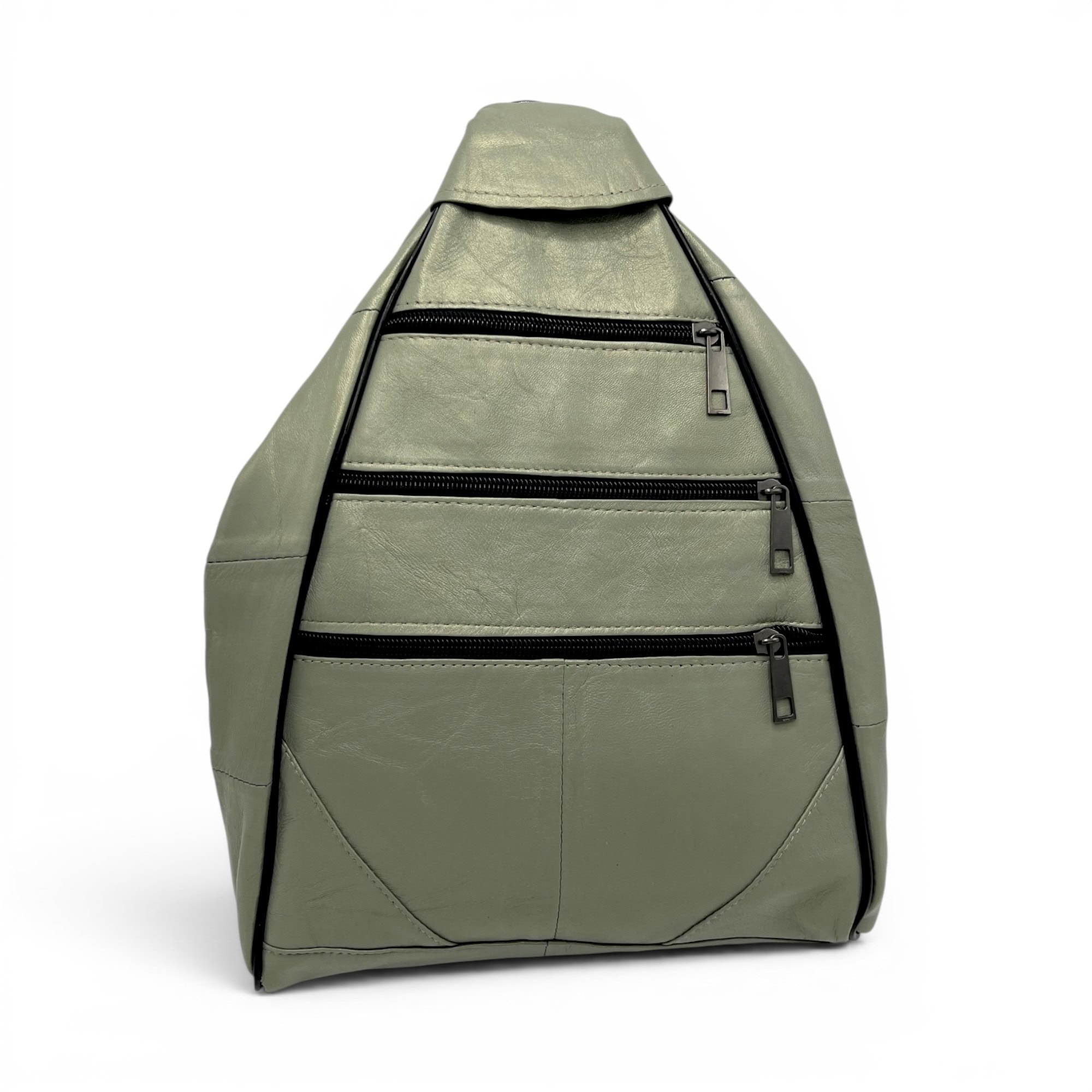 Rucsac damă unicat Amelia Unique R50-162 – piele naturală verde salvie metalizat