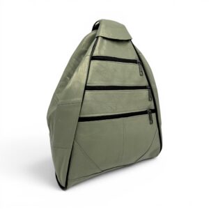 Rucsac damă unicat Amelia Unique R50-162 – piele naturală verde salvie metalizat