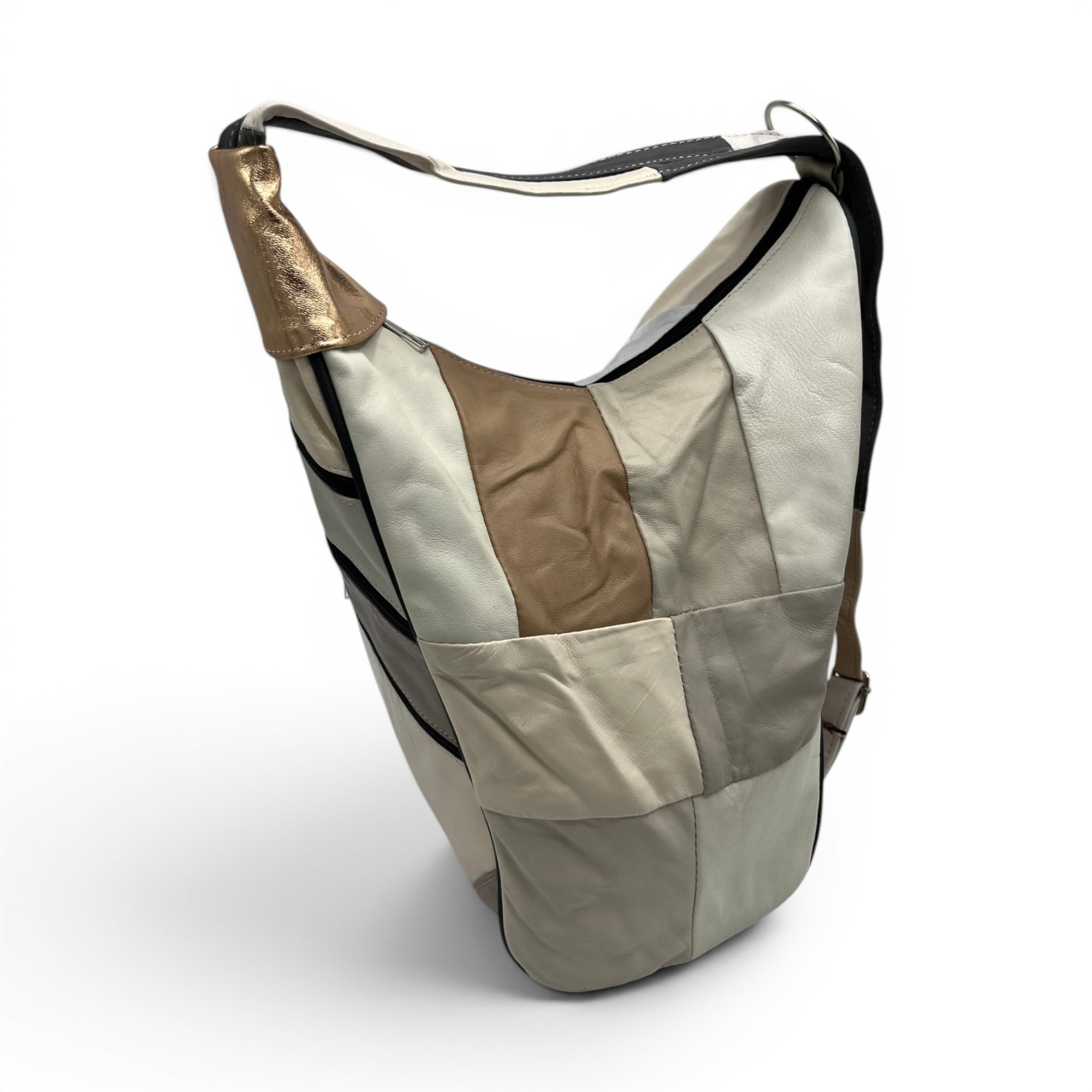 Rucsac damă unicat Amelia Unique R50-163 - piele naturală, patchwork multicolor elegant