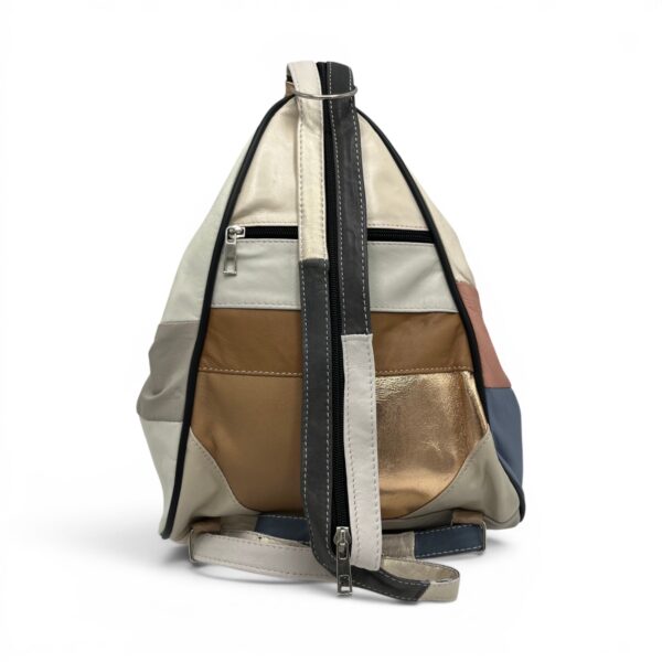 Rucsac damă unicat Amelia Unique R50-163 - piele naturală, patchwork multicolor elegant