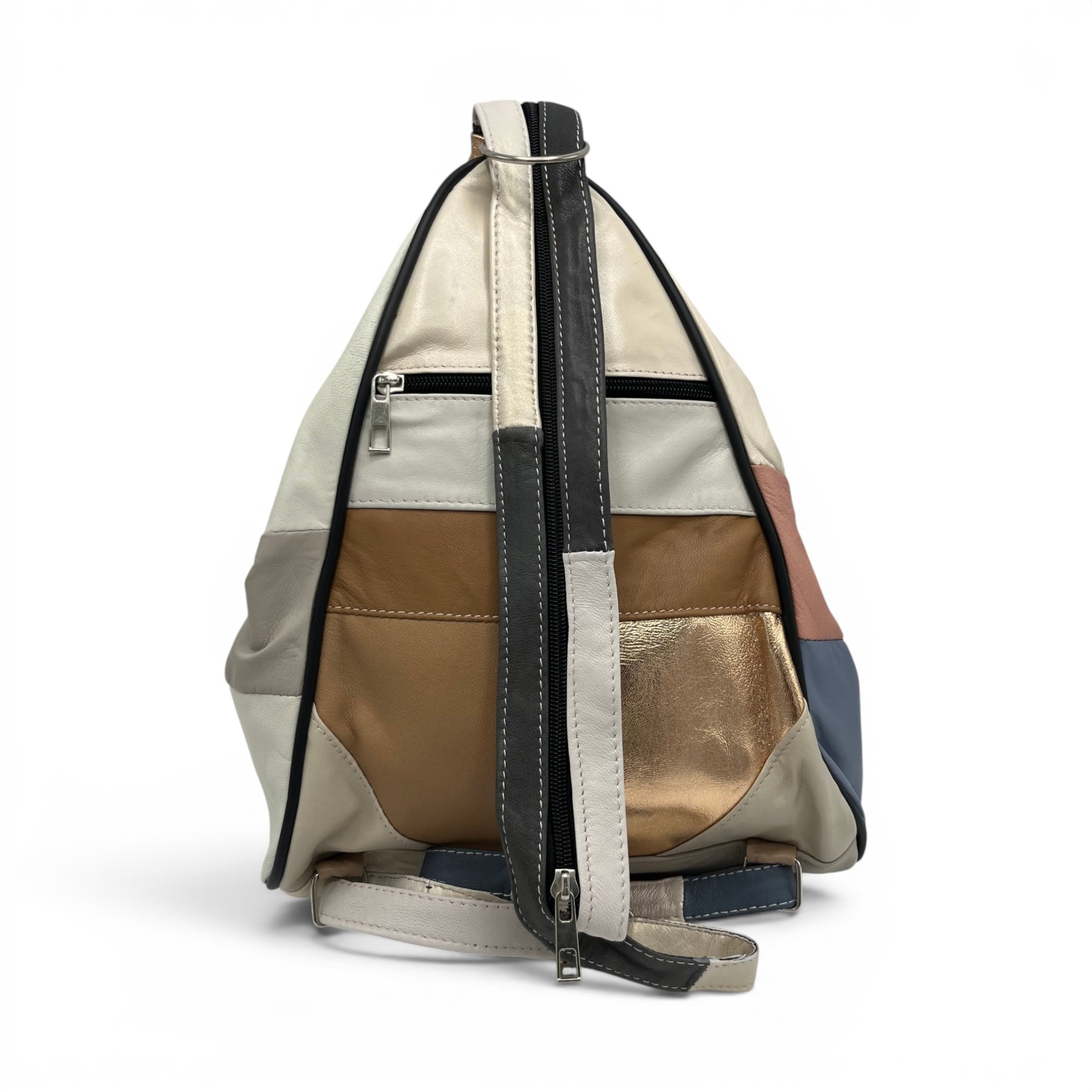 Rucsac damă unicat Amelia Unique R50-163 - piele naturală, patchwork multicolor elegant