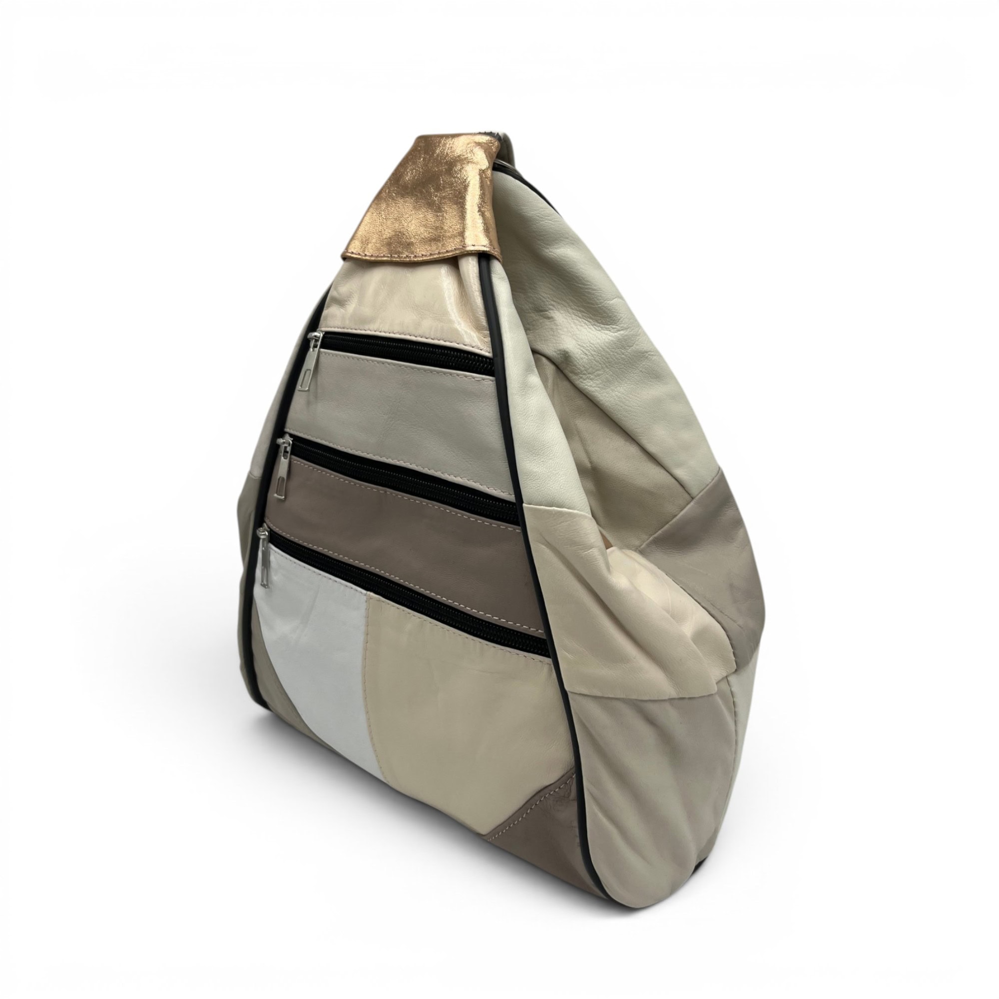 Rucsac damă unicat Amelia Unique R50-163 - piele naturală, patchwork multicolor elegant