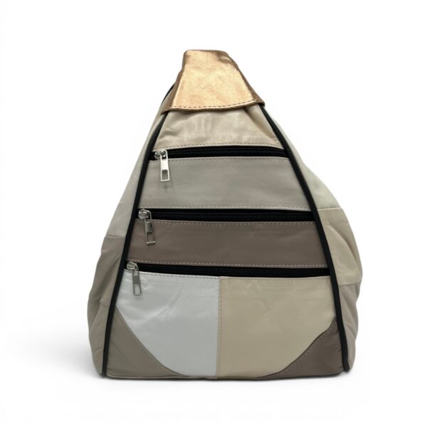 Rucsac damă unicat Amelia Unique R50-163 - piele naturală, patchwork multicolor elegant