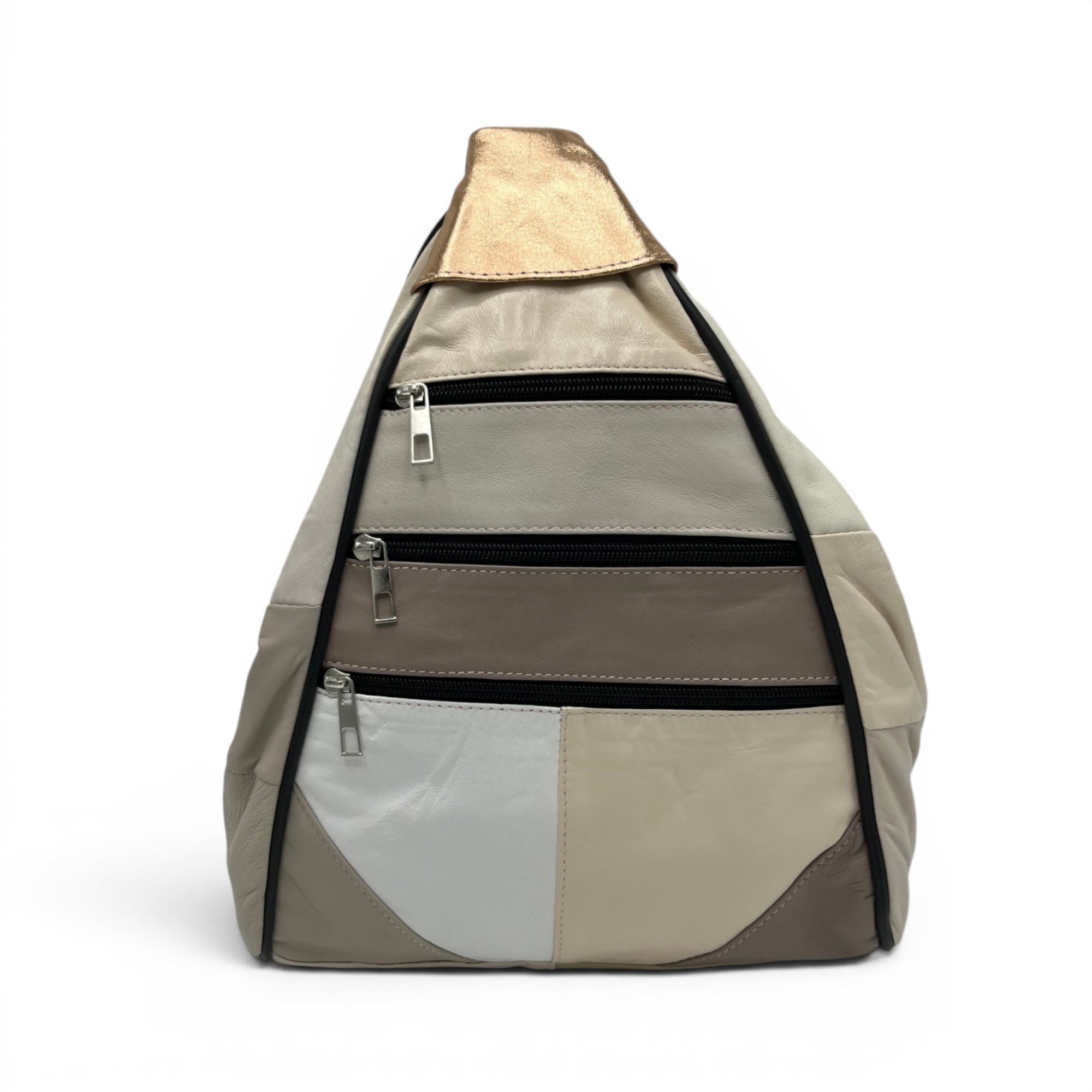 Rucsac damă unicat Amelia Unique R50-163 - piele naturală, patchwork multicolor elegant