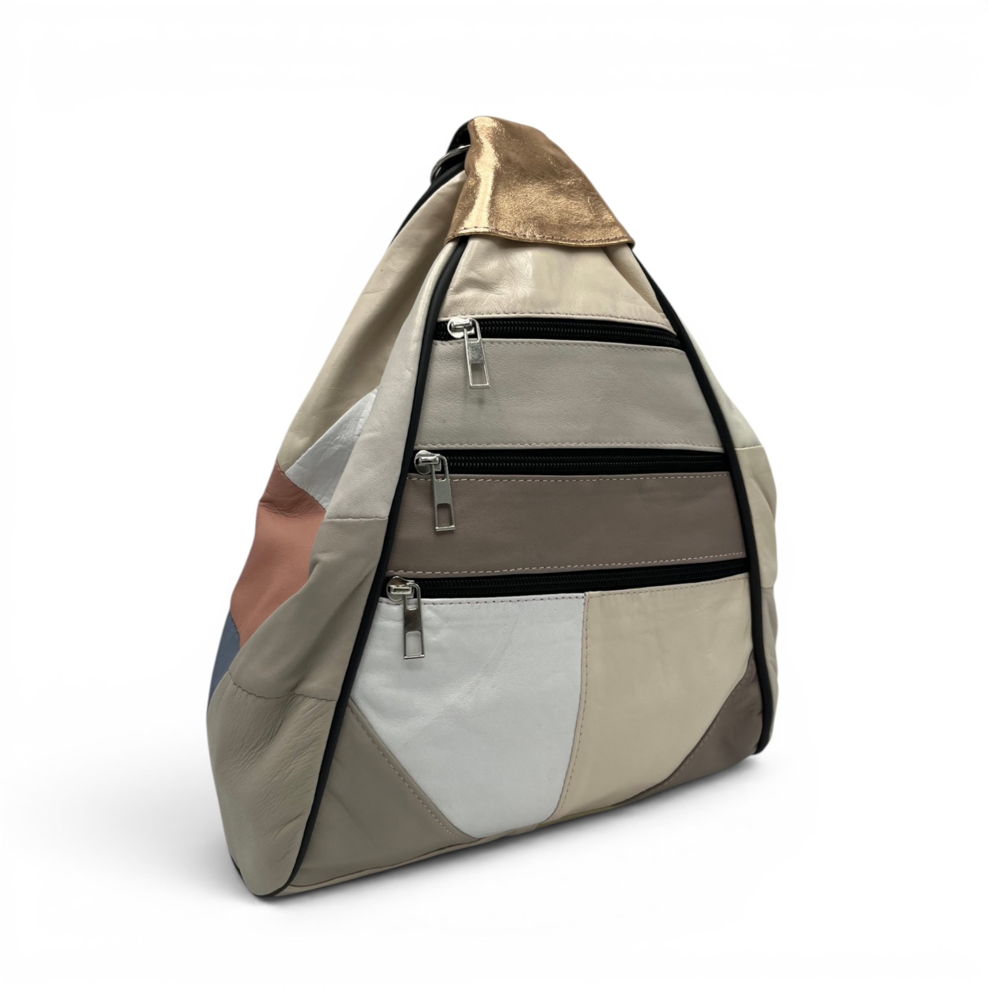 Rucsac damă unicat Amelia Unique R50-163 - piele naturală, patchwork multicolor elegant