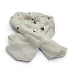 Eșarfă damă Soft Petals S161-5 – alb ivoire cu flori brodate, bumbac și vâscoză, 180 × 70 cm, cutie cadou