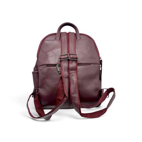 Rucsac damă din piele naturală Dolce Sorbet 21121-016 – bordo cu inserție decorativă neagră, 35 × 25 × 12 cm