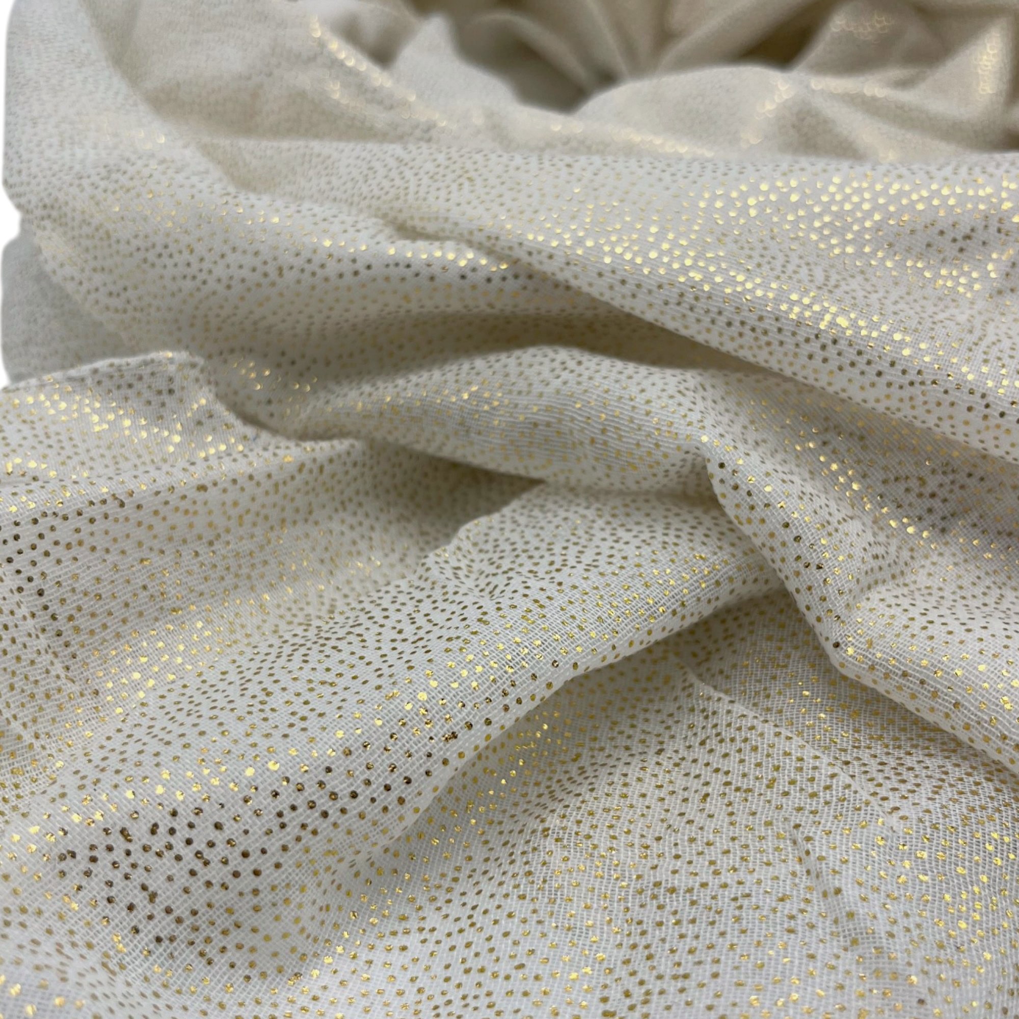 Eșarfă damă Golden Spark S166-10 Ivory – mătase și vâscoză cu particule aurii, 60×175 cm, Cutie Cadou