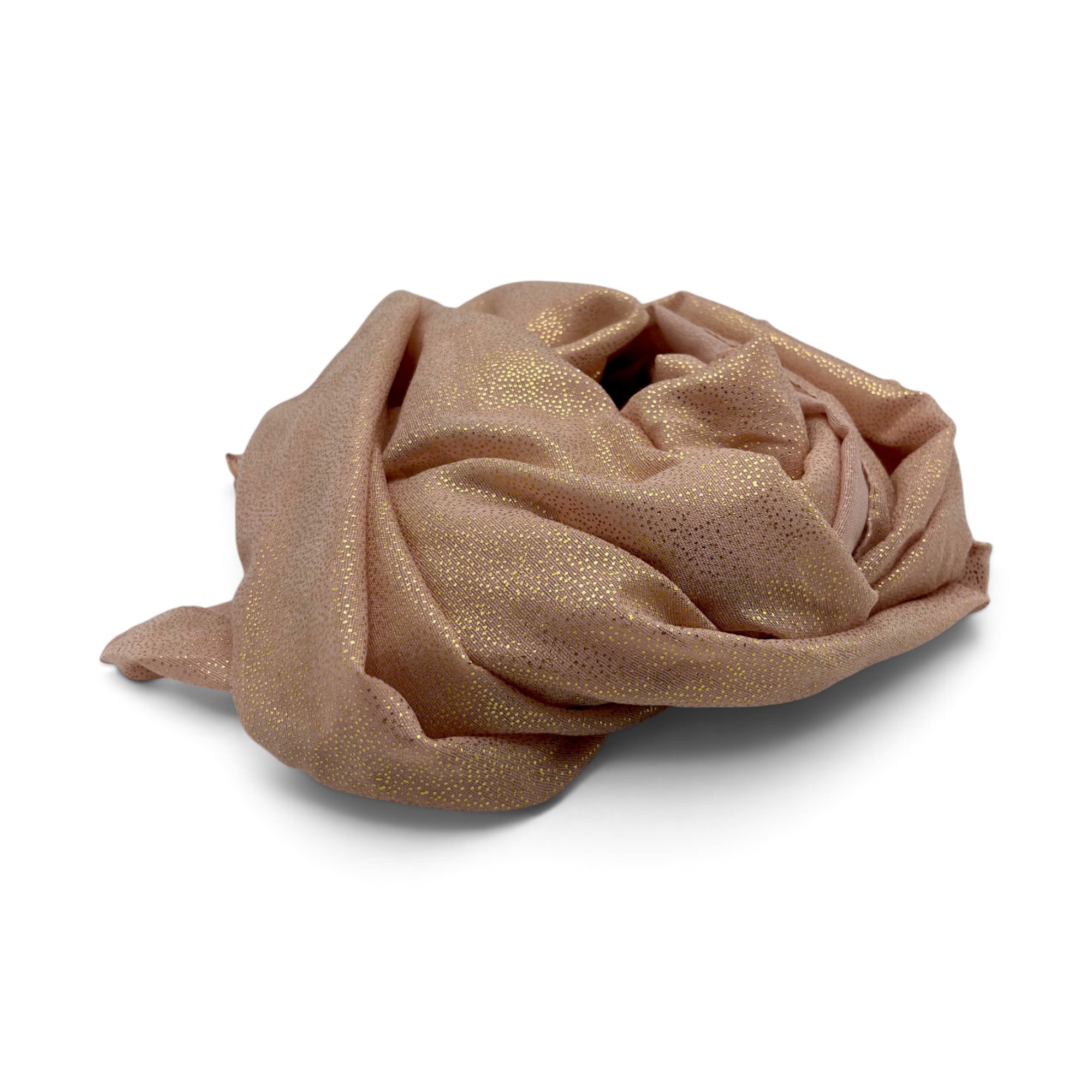 Eșarfă damă Golden Spark S166-4 Roz Pudrat – mătase și vâscoză cu particule aurii, 60×175 cm, Cutie Cadou