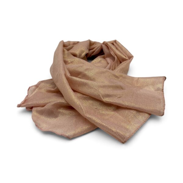 Eșarfă damă Golden Spark S166-4 Roz Pudrat – mătase și vâscoză cu particule aurii, 60×175 cm, Cutie Cadou