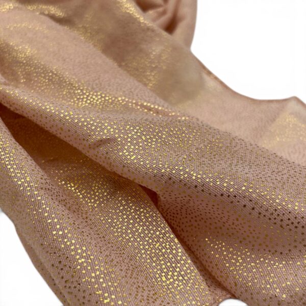 Eșarfă damă Golden Spark S166-4 Roz Pudrat – mătase și vâscoză cu particule aurii, 60×175 cm, Cutie Cadou