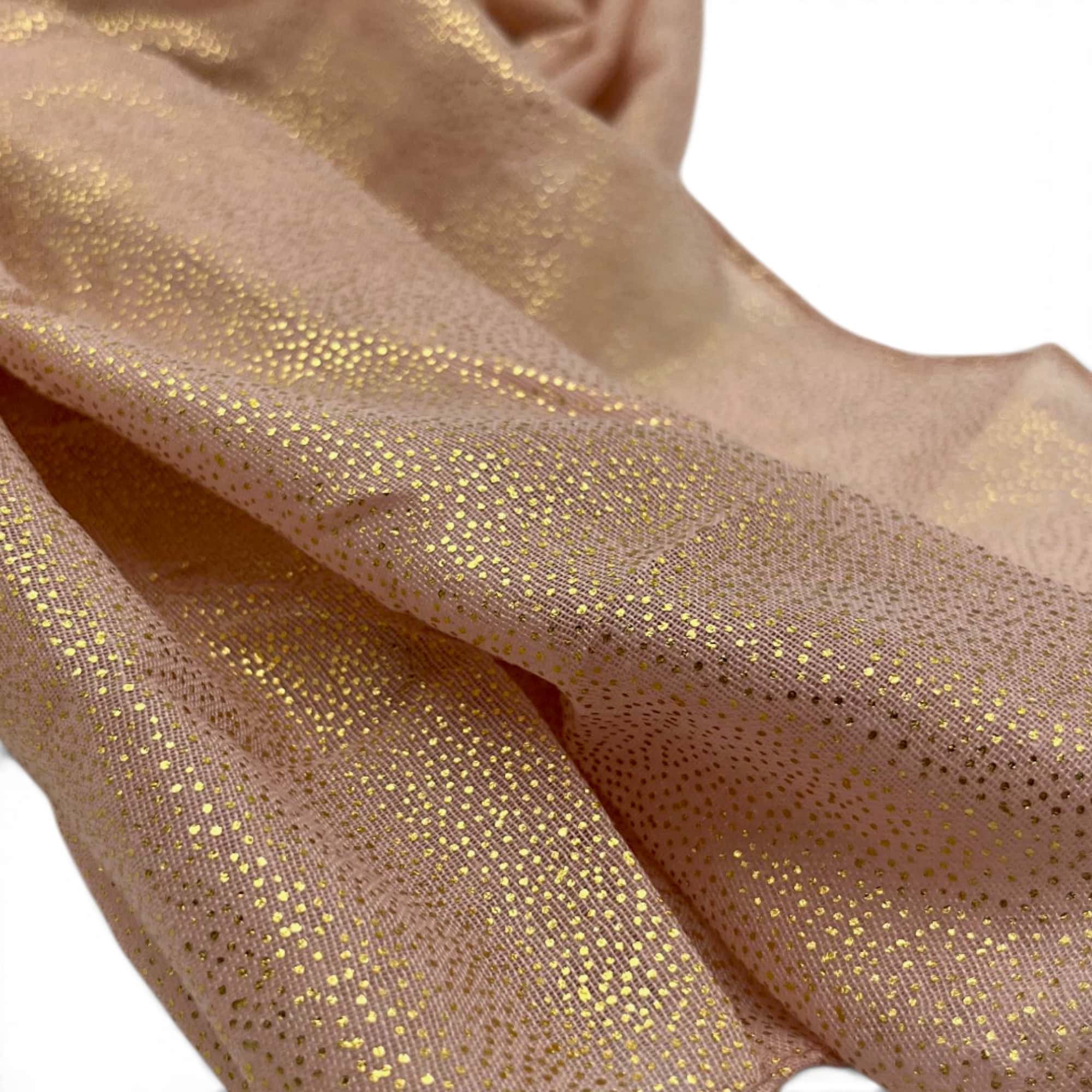 Eșarfă damă Golden Spark S166-4 Roz Pudrat – mătase și vâscoză cu particule aurii, 60×175 cm, Cutie Cadou