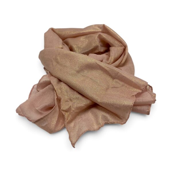 Eșarfă damă Golden Spark S166-4 Roz Pudrat – mătase și vâscoză cu particule aurii, 60×175 cm, Cutie Cadou