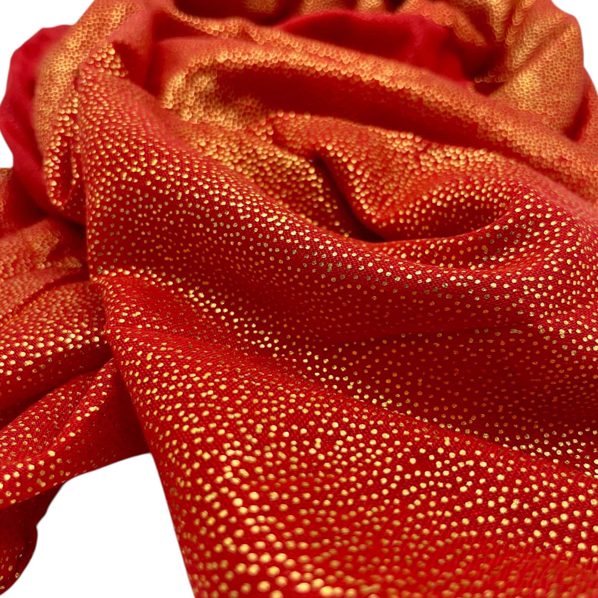 Eșarfă damă Golden Spark S166-7 Roșu – mătase și vâscoză cu particule aurii, 60×175 cm, Cutie Cadou