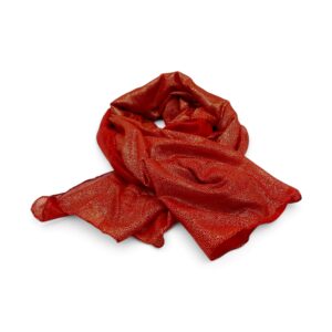 Eșarfă damă Golden Spark S166-7 Roșu – mătase și vâscoză cu particule aurii, 60×175 cm, Cutie Cadou