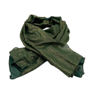 Eșarfă damă Golden Spark S166-9 Verde Smarald – mătase și vâscoză cu particule aurii, 60×175 cm, Cutie Cadou