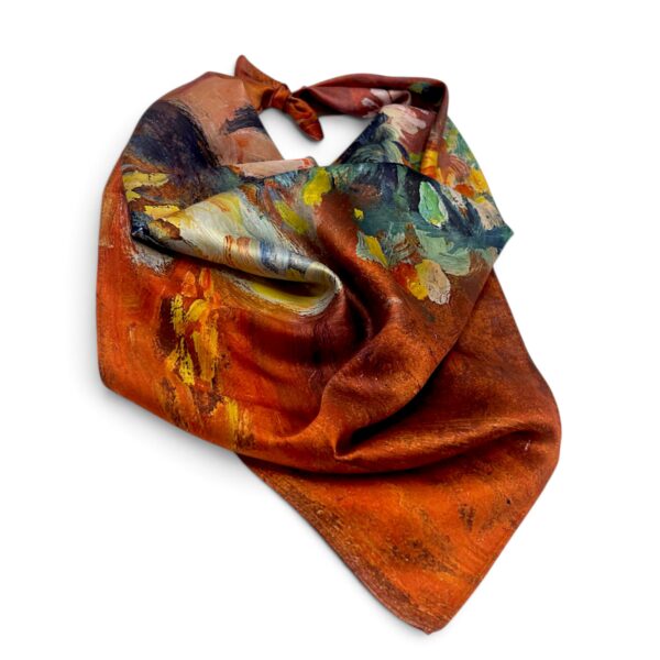 Eșarfă damă pătrată Artistic Floral Bouquet 2024-05#9 – 70×70 cm, 50% Mătase & 50% Vîscoză, Cutie Cadou