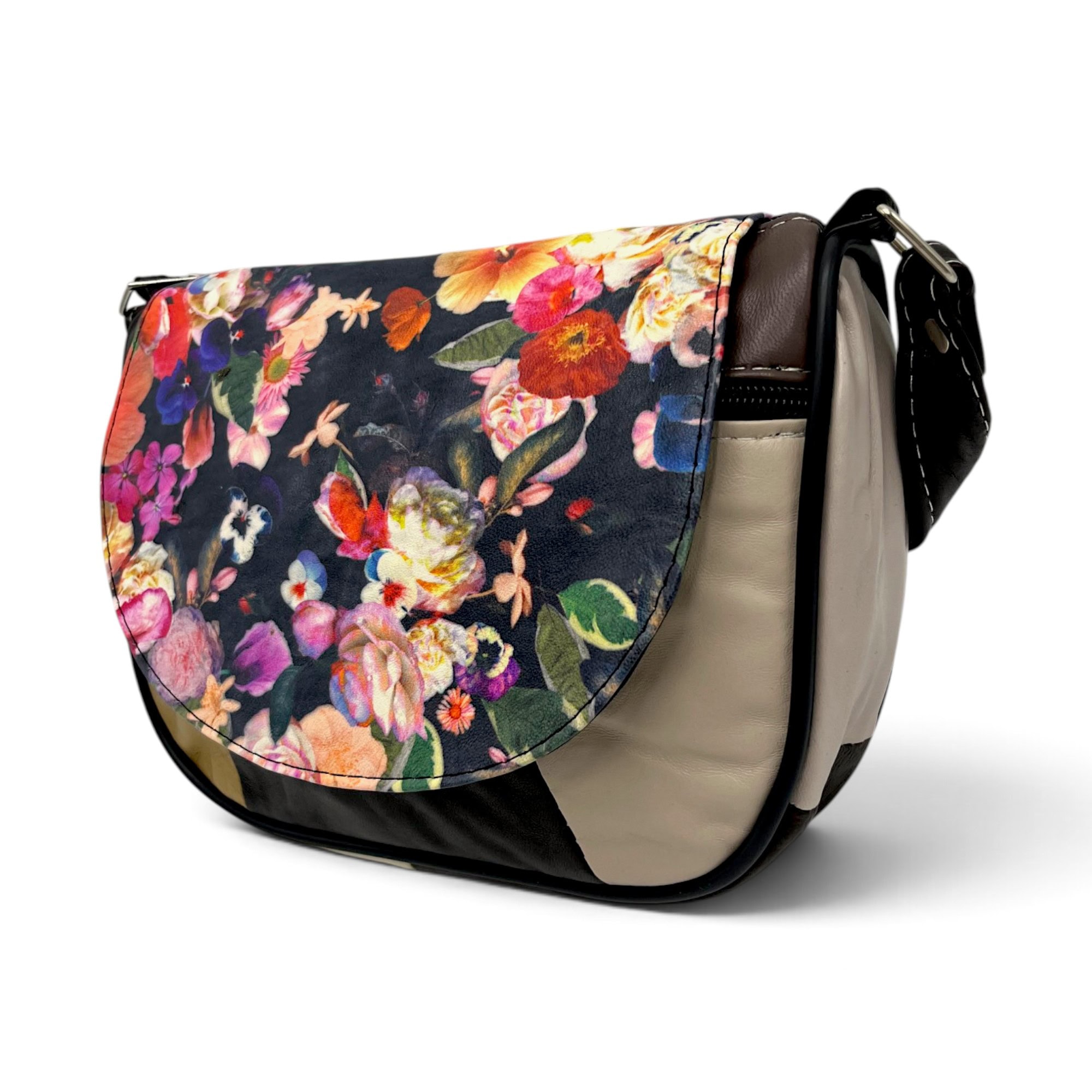 Geantă Damă Mini Piele Naturală Scarlet R30-31 Multicolor Floral – 22 × 20 × 8 cm