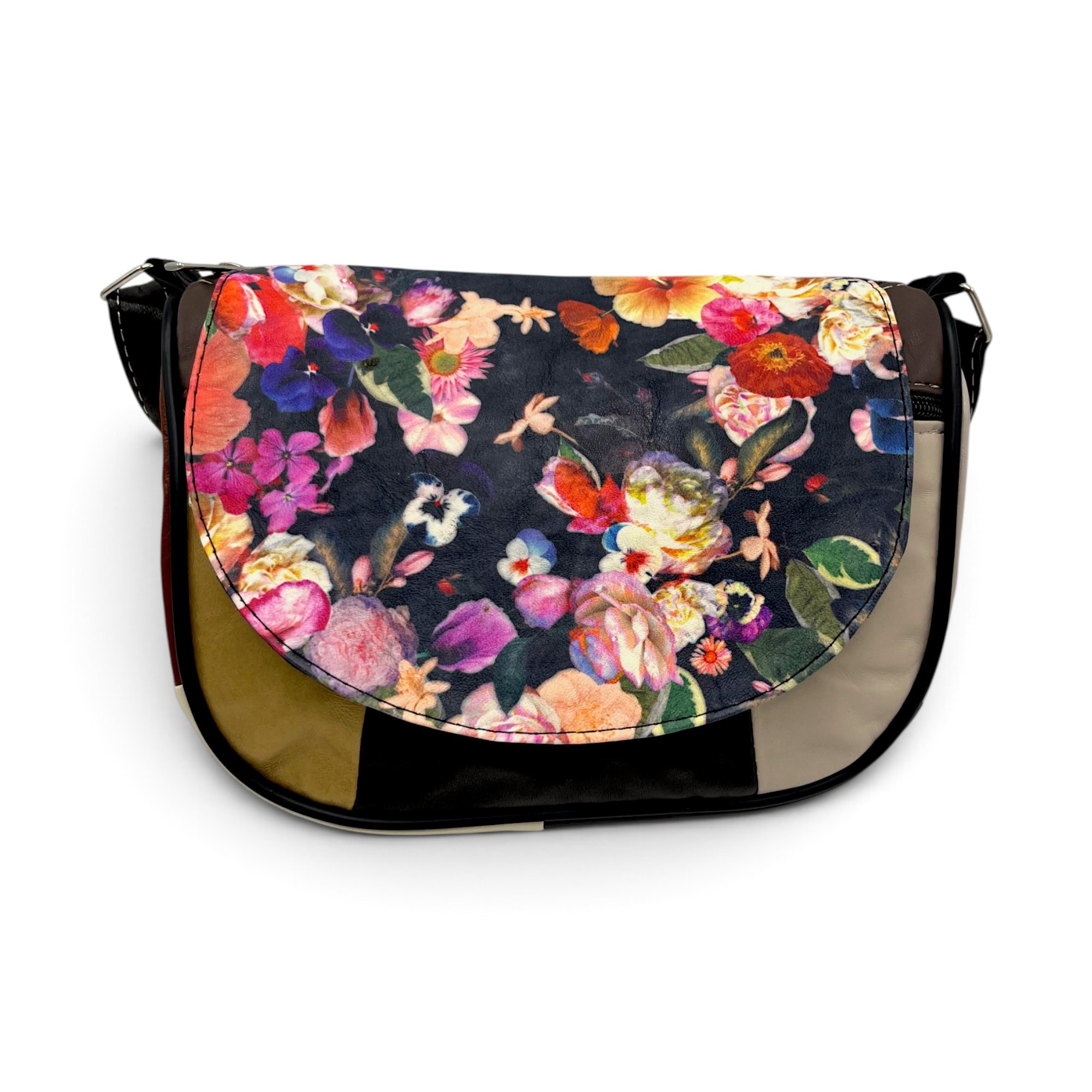Geantă Damă Mini Piele Naturală Scarlet R30-31 Multicolor Floral – 22 × 20 × 8 cm