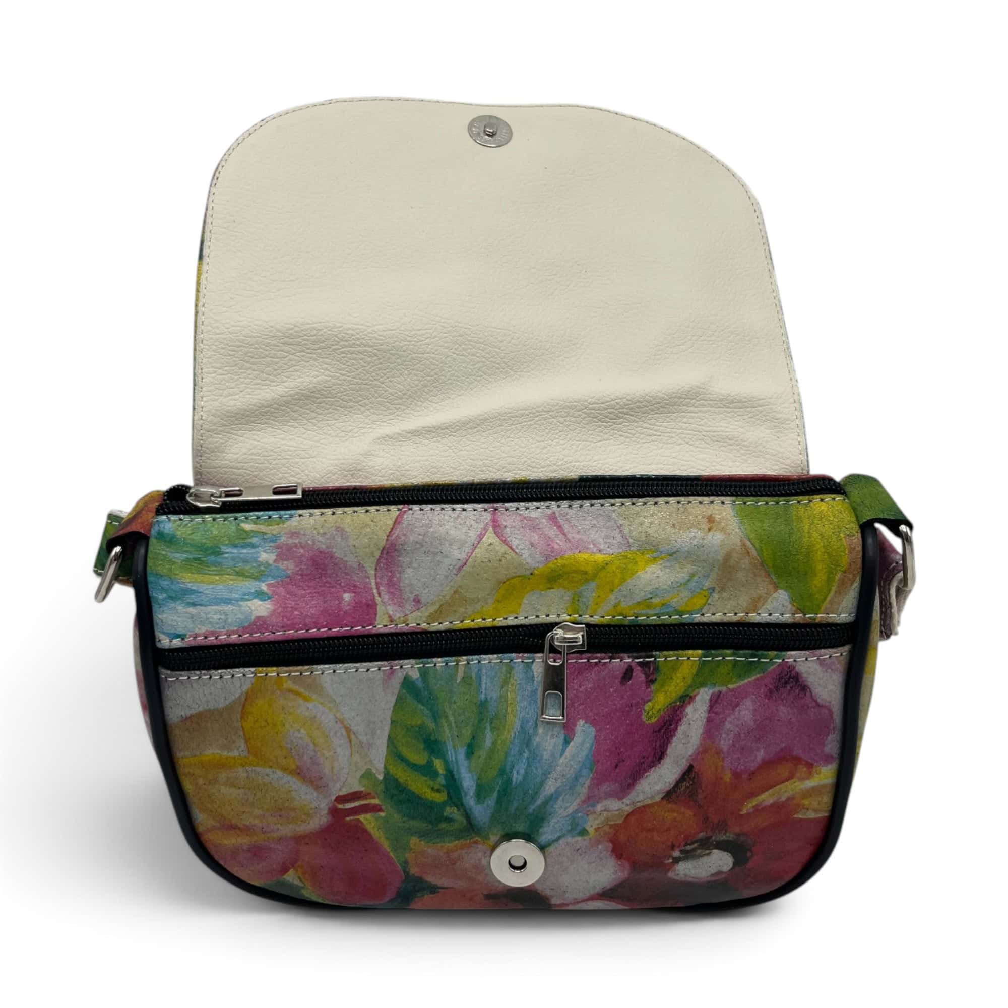 Geantă Damă Mini Piele Naturală Scarlet R30-32 Multicolor Floral – 22 × 20 × 8 cm