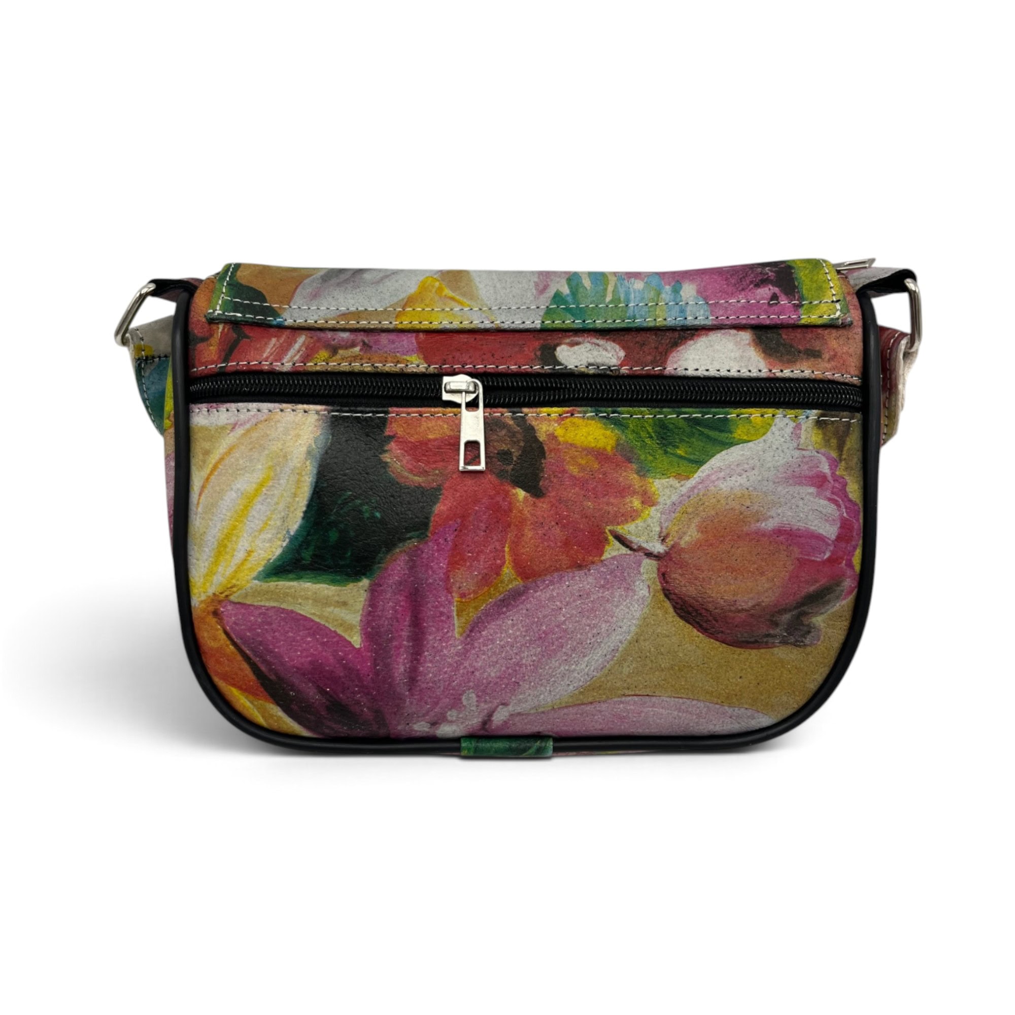 Geantă Damă Mini Piele Naturală Scarlet R30-32 Multicolor Floral – 22 × 20 × 8 cm