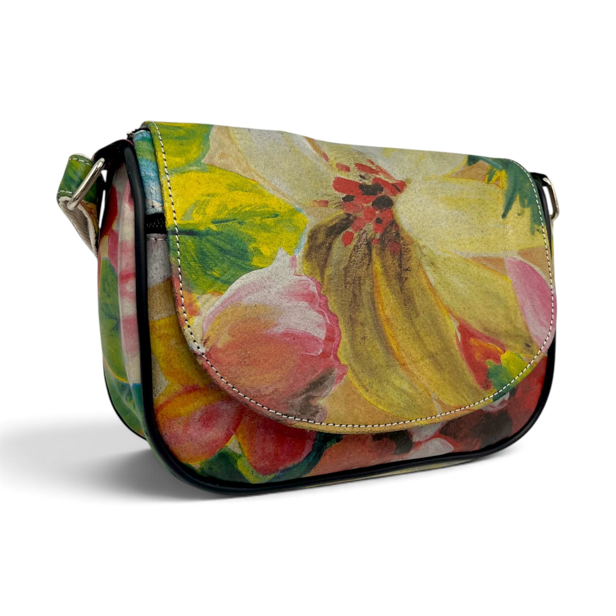 Geantă Damă Mini Piele Naturală Scarlet R30-33 Multicolor Floral – 22 × 20 × 8 cm
