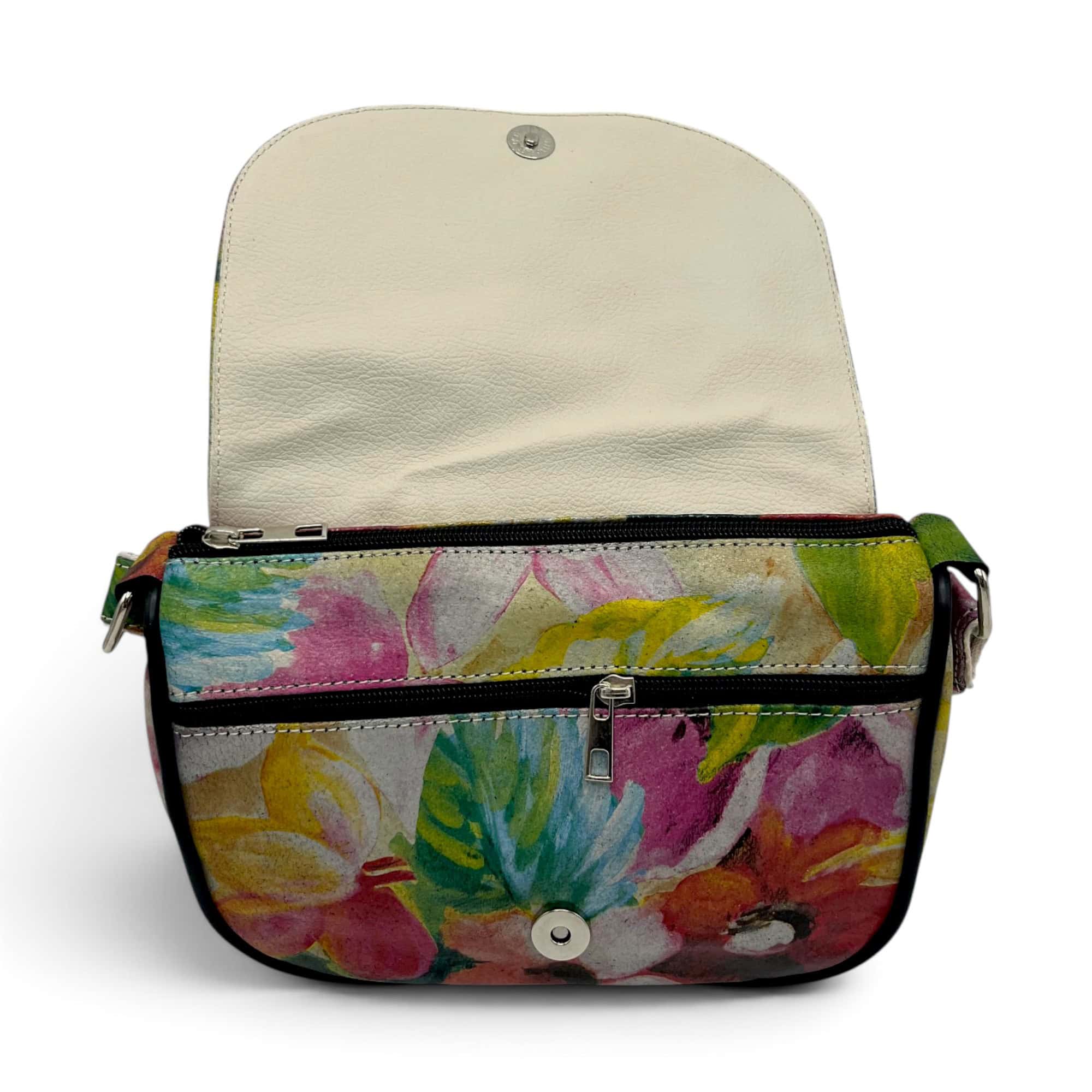 Geantă Damă Mini Piele Naturală Scarlet R30-33 Multicolor Floral – 22 × 20 × 8 cm