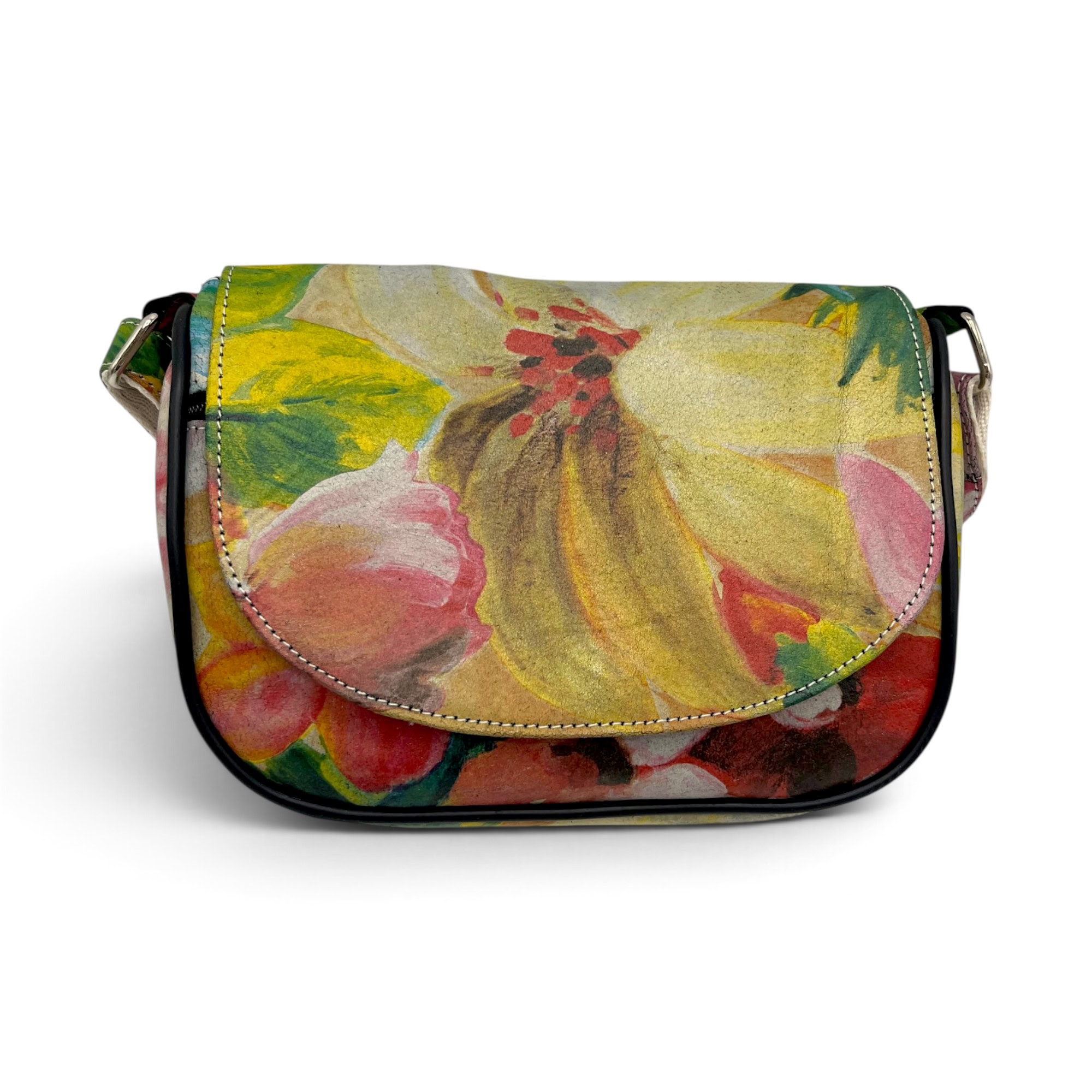 Geantă Damă Mini Piele Naturală Scarlet R30-33 Multicolor Floral – 22 × 20 × 8 cm