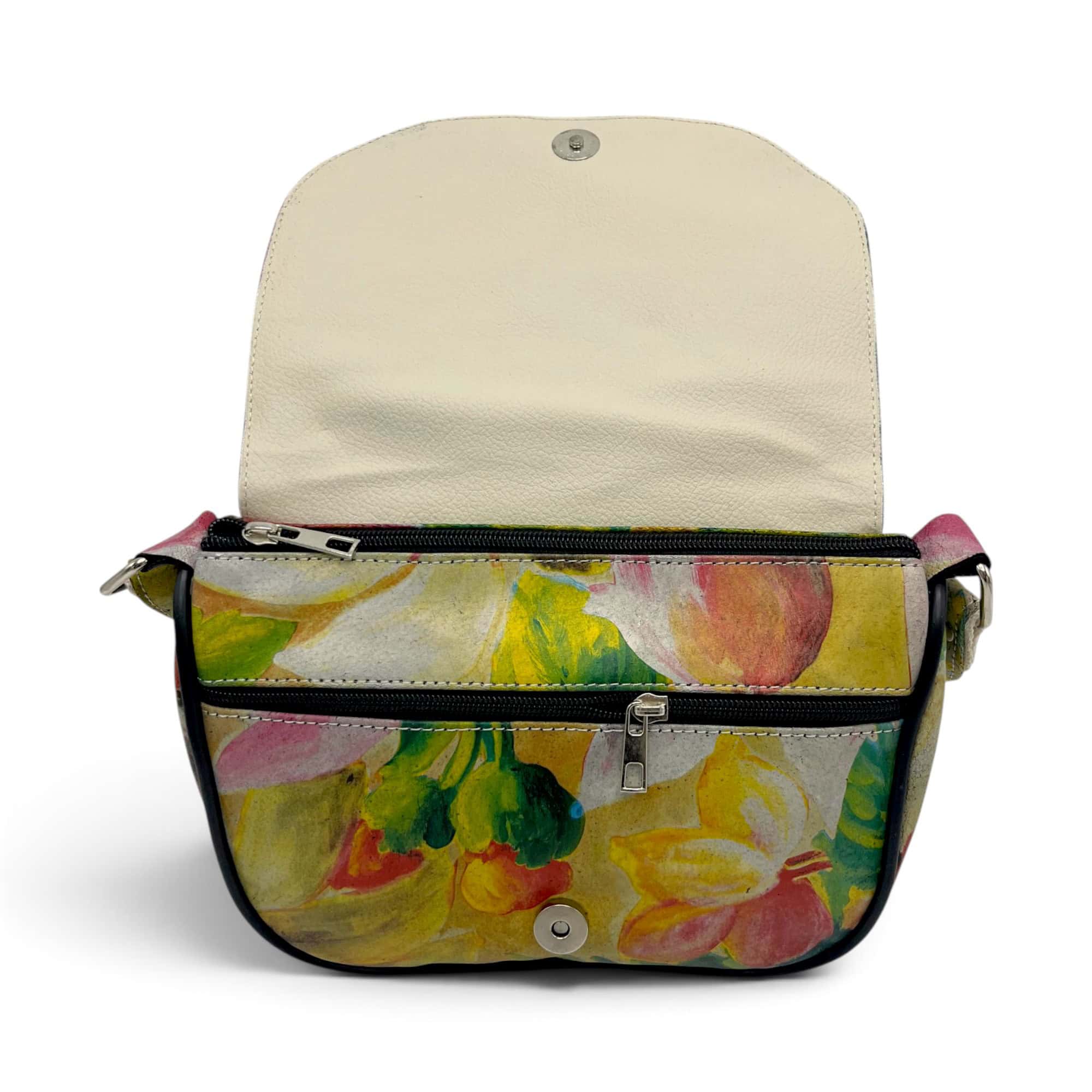 Geantă Damă Mini Piele Naturală Scarlet R30-34 Multicolor Floral – 22 × 20 × 8 cm